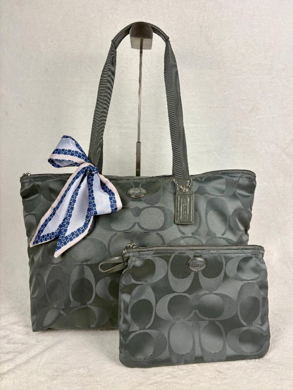 Coach Getaway Signature Nylon Packable Weekender Tote and Pouch with Scarf